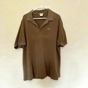 Lacoste Men’s brown polo style short sleeve shirt, size 9 5191L